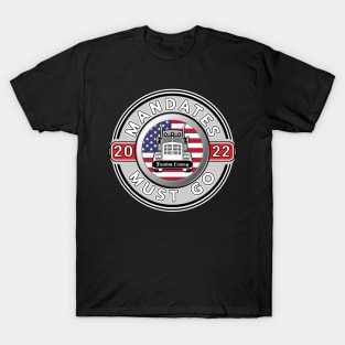 FREEDOM CONVOY 2022 USA - TRUCKERS FOR FREEDOM - GRAY ROUND WHITE LETTERS T-Shirt